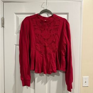Free People Hot Pink Long Sleeve Top